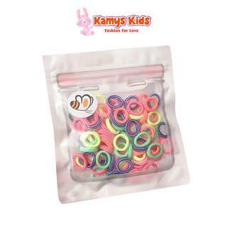 Túi 100 dây thun buộc tóc KAMYS KIDS nhiều màu sắc cho bé gái