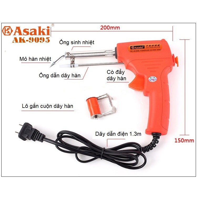 Mỏ Hàn Tự Động Đẩy Thiếc Asaki AK-9095 220VAC 60W