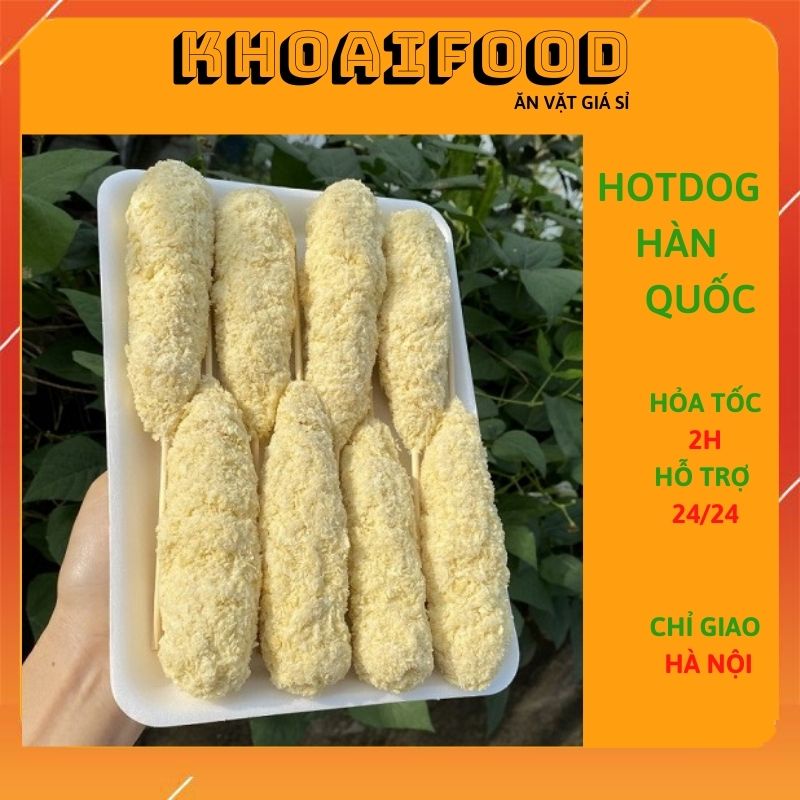 Hotdog xúc xích phô mai phong các Hàn Quốc ăn vặt chiên rán  ( khay 8 cây )