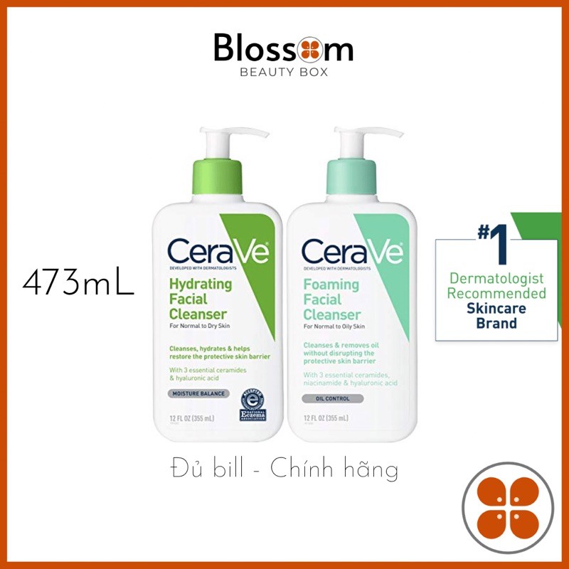 Sữa rửa mặt CERAVE da dầu, da khô #blossom