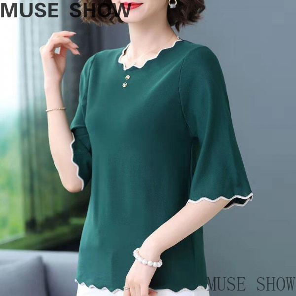 Áo Thun Tay Lửng Vải Lụa Lạnh Thời Trang Mùa Hè Cỡ Lớn BE4Y