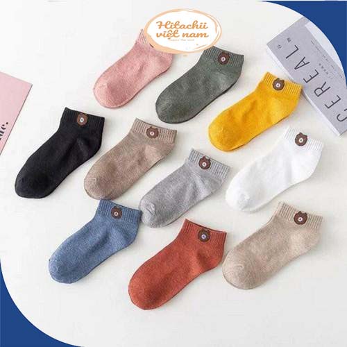 Set 10 Đôi Tất Nữ, Vớ Nữ Hình Gấu Brown Kèm Túi Đựng Siêu Xinh, Tất giữ ấm mùa đông