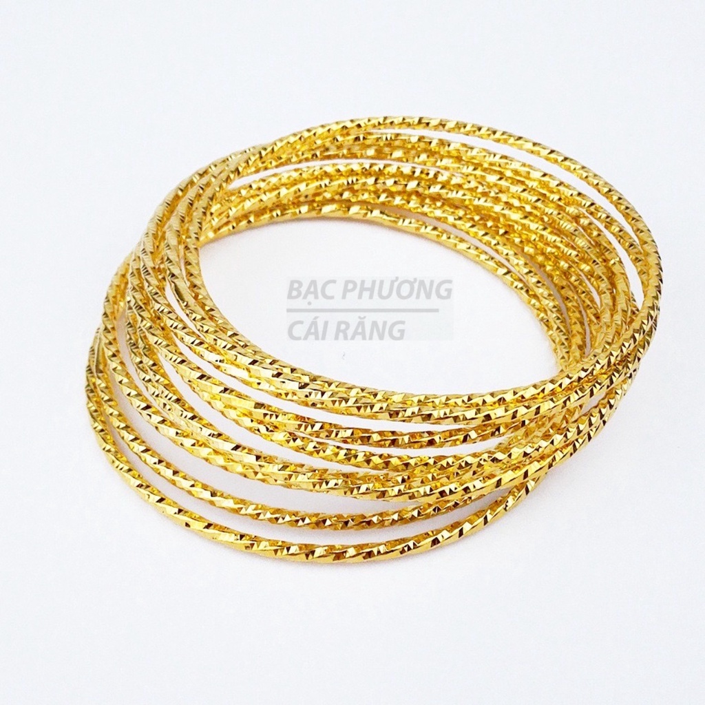 BỘ 7 VÒNG XIMEN BẢN TRÒN HOẠ TIẾT MẮT TRÚC & XOẮN MẠ VÀNG 18K