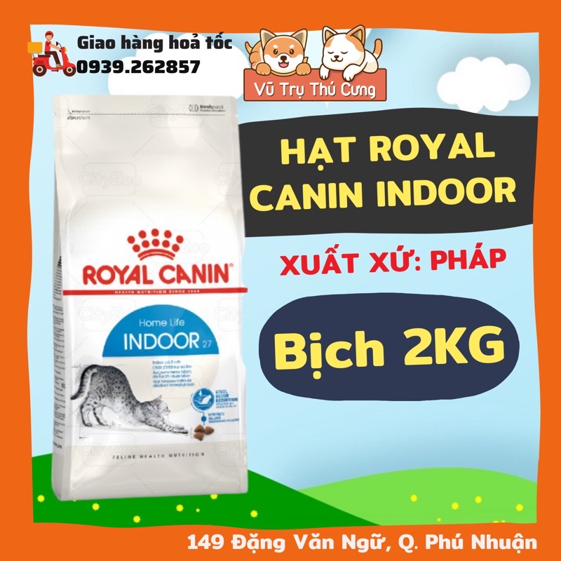 Hạt ROYAL CANIN INDOOR dành cho Mèo trưởng thành trên 1 tuổi, bịch 2Kg