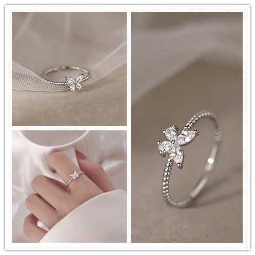 Nhẫn Hở Trang Trí Hình Bướm Đính Đá Lấp Lánh Thời Trang Xuân Hè Dành Cho Nữ