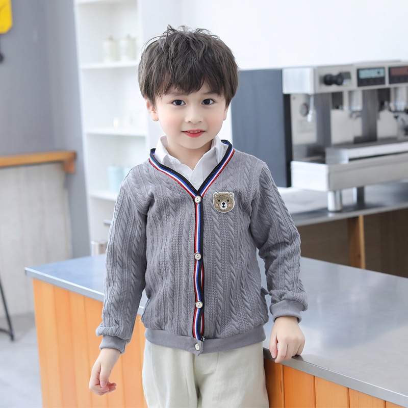 Áo khoác Cardigan dệt kim Hàn Quốc đơn giản và dễ thương cho bé trai và bé gái