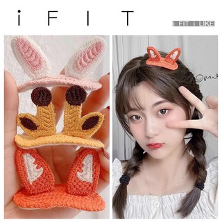Kẹp Tóc Hình Tai Thỏ 3D Bằng Len Kiểu Hàn Quốc