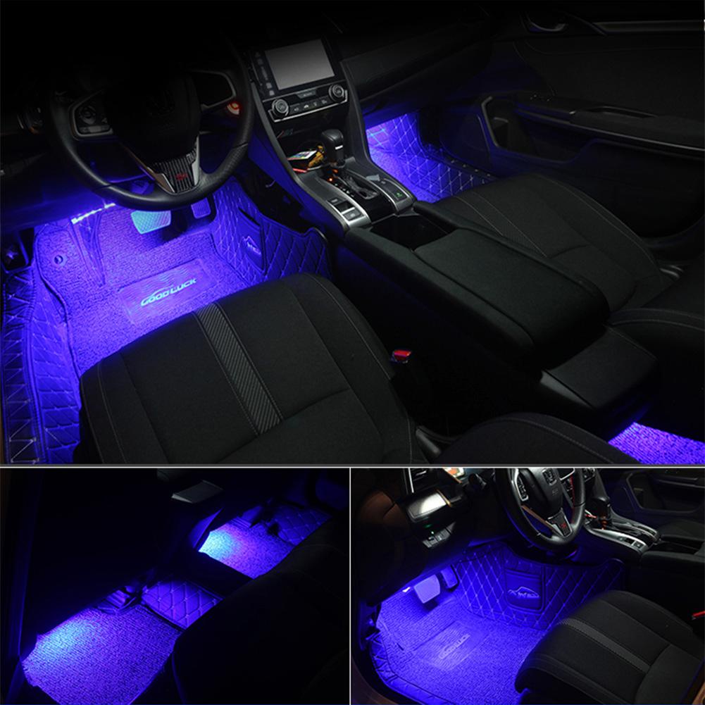 MG 4 cái 12LED RGB Xe ô tô Nội thất ô tô Neon Khí quyển Dải ánh sáng Nhạc điều khiển từ xa