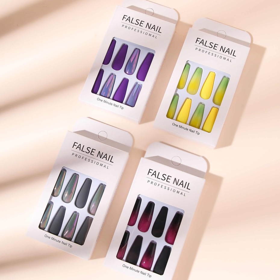 Set 24 Móng Tay Giả Siêu Dài Màu Gradient