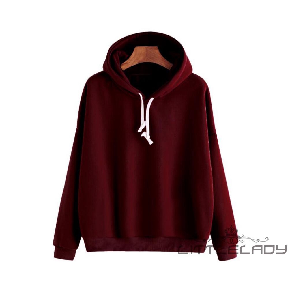 Áo Hoodie Tay Dài Chui Đầu Thiết Kế Trẻ Trung Cho Nữ