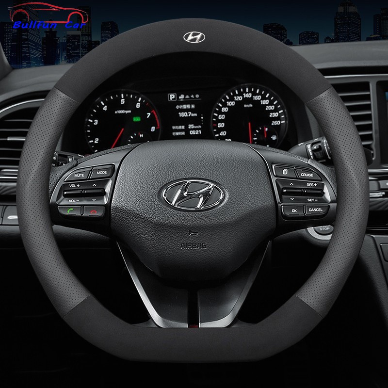 Vỏ Bọc Vô Lăng Xe Hơi Bằng Da Thoáng Khí Cho Hyundai Elantra i10 Grand Starex SantaFe Sonata Tucson Getz Matrix Accent Lafestara ix25 ix35 2018 2019 2021