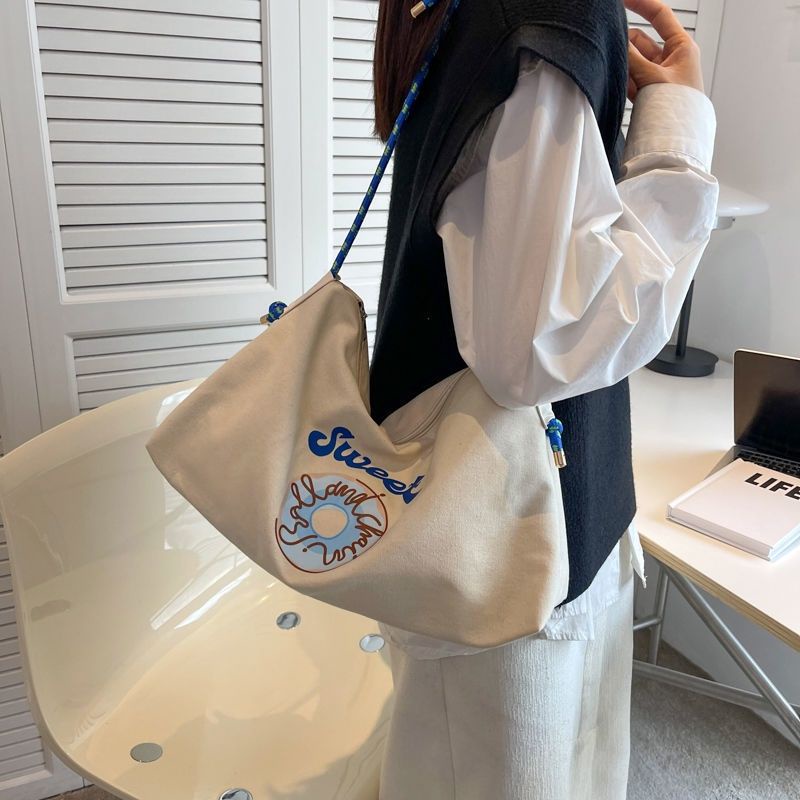 Túi Tote Đeo Vai Vải Canvas Cỡ Lớn Thêu Họa Tiết Thời Trang 2022