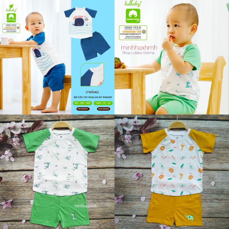 [Lullaby 2021] Bộ cộc tay Raglan BÉ TRAI chất mịn, mát (Sz 6m-4y)