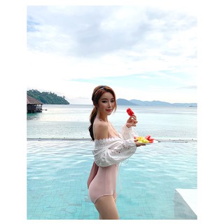Đồ bơi nữ kín đáo áo croptop đen tay ngắn phối chân váy
