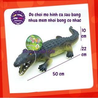 Đồ chơi mô hình cá sấu bằng nhựa mềm nhồi bông có nhạc 665A - KhaDiTOYS - Mô hình động vật