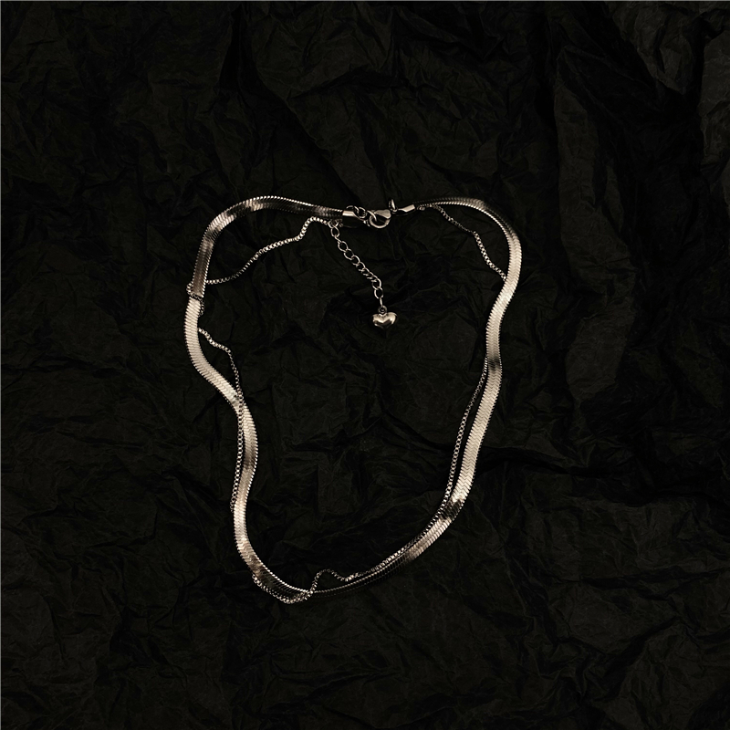 Vòng Cổ Hai Lớp 2210031 Dây Chuyền Mặt Hình Trái Tim Phong Cách Hàn Quốc