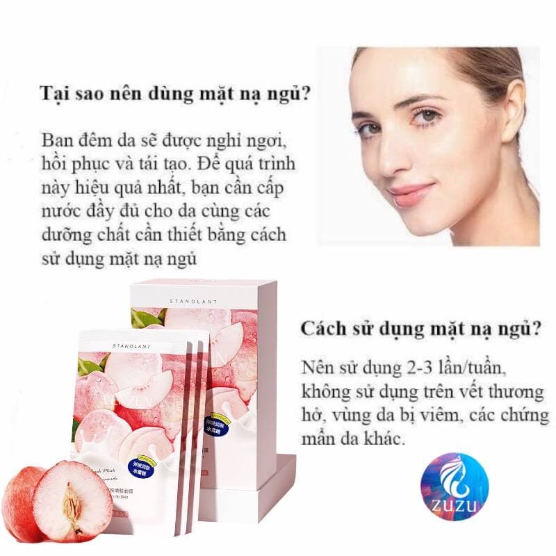 HỘP 30 Mặt nạ ngủ tinh chất sữa đào dưỡng trắng làm mịn thu nhỏ lỗ chân lông đồng thời làm sáng da hiệu quả