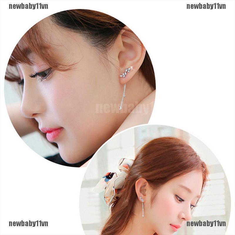 Đôi bông tai dài tua rua hình lá cây thời trang cho nữ