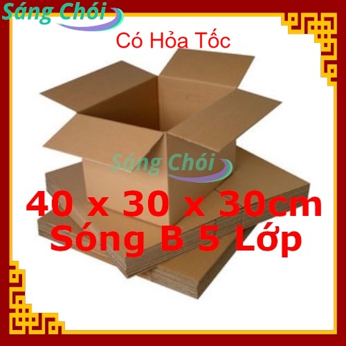 [40 x 30 x 30cm] 5 Hộp Giấy Carton Đóng Gói Hàng Cao Cấp Siêu Dày Sóng B 5 Lớp Thùng Giấy Gói Hàng - 40x30x30 40x30x30cm