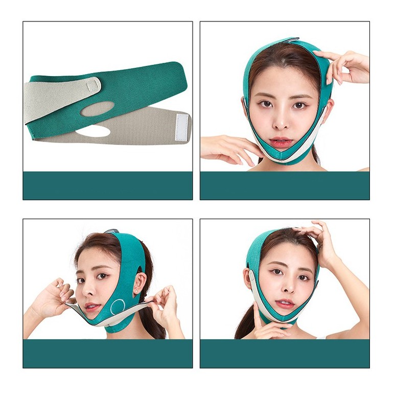 Đai nâng cơ định hình mặt vline thon gọn tại nhà hai màu xanh hồng Sena Beauty