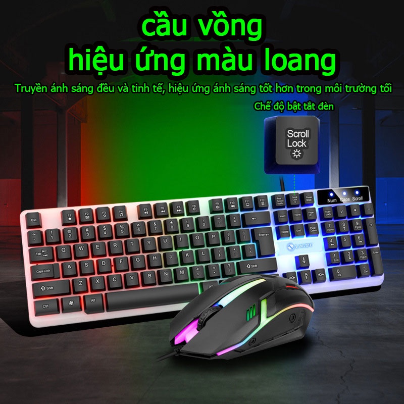 GTX300 Bàn phím Gaming，combo phím+chuột máy tính，12 Chế Độ Phím Cơ Blue Switch Full size 104 phím.