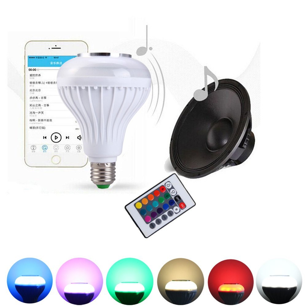 Loa bluetooth kiêm bóng đèn LED đổi màu, Bóng đèn kiêm loa nhiều màu ( LED Music) nghe nhạc hay kết nốt dễ dàng