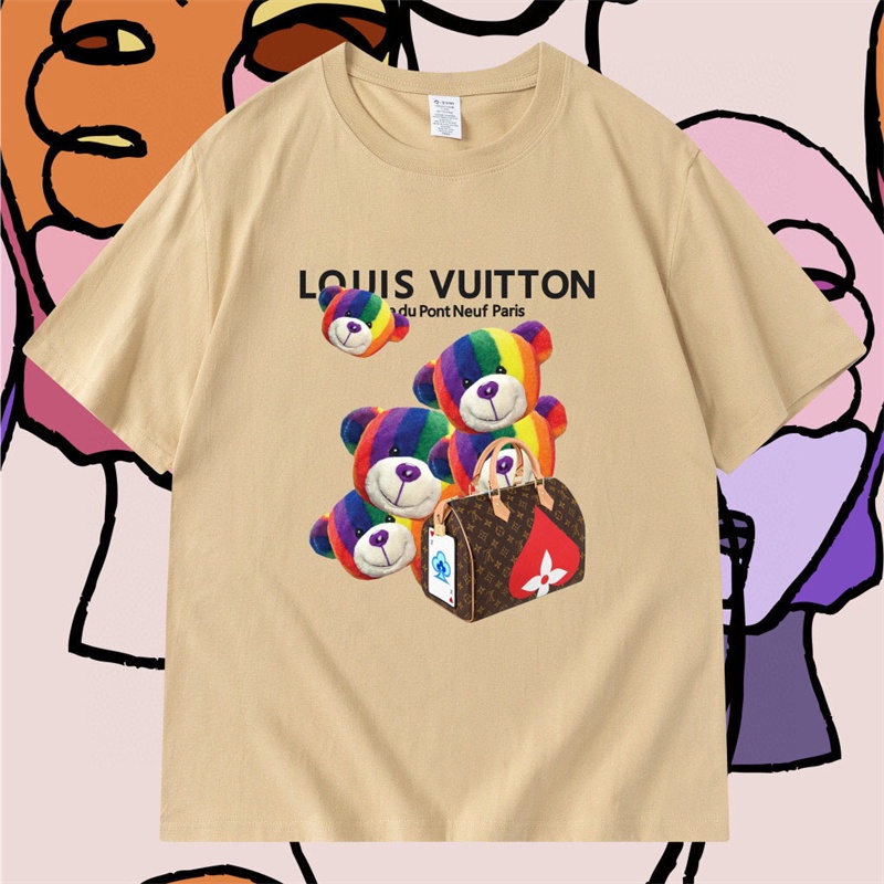 Áo Thun Tay Ngắn In Hình Gấu Màu Cầu Vồng Thời Trang Mùa Hè Thoải Mái