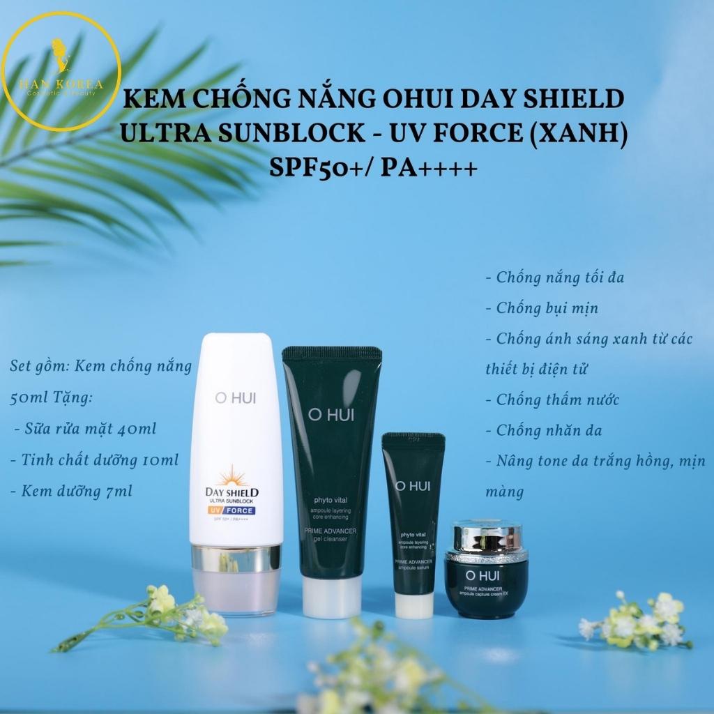 Set kem chống nắng trang điểm Ohui Black,bảo vệ tối đa, chống siêu bụi mịn, chống tia cực tím, không thấm nước HÂN KOREA