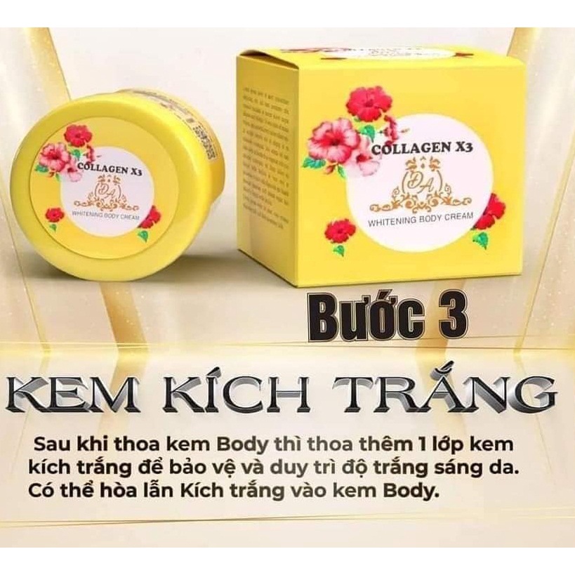 Kem body collagen x3 đông anh Luxury làm trắng da toàn thân nhanh không bắt nắng 250g + Tặng kích trắng x3