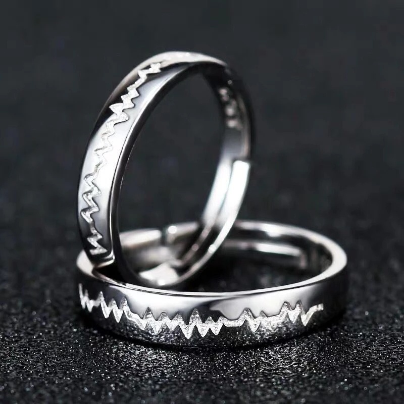 [Bán Chạy] Nhẫn Cặp Đôi Kiểu Mở Hình Trái Tim Tình Yêu Điện Cực Đơn Giản Có Thể Điều Chỉnh