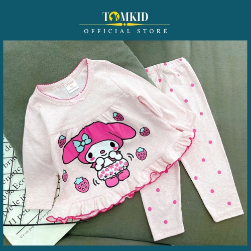 Đồ ngủ cho bé gái, đồ bộ dài tay sọc BabyDoll bé gái chất cotton Borip chính phẩm mềm mịn không nhão vải 8-20kg Tomkids