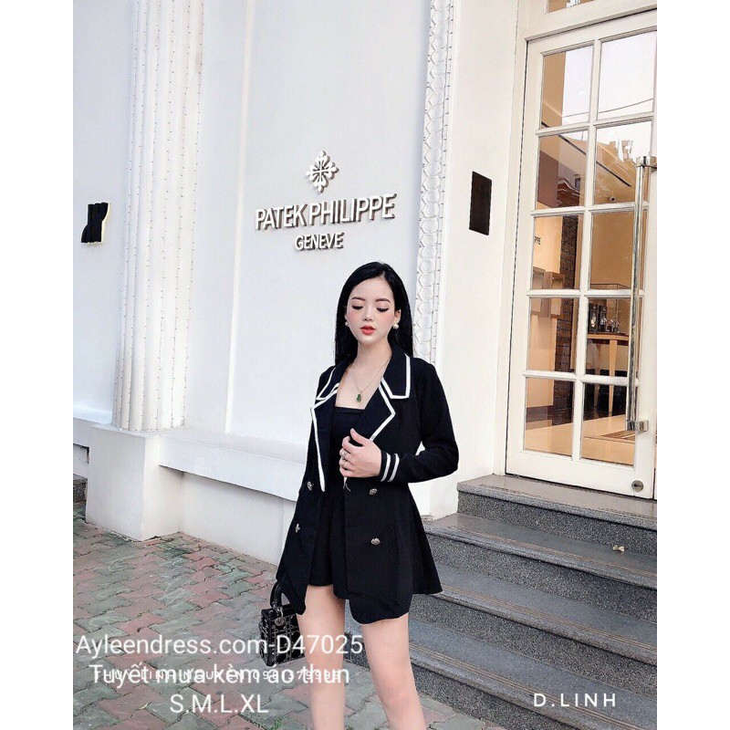 Set vest quần đùi áo vest áo trong viền