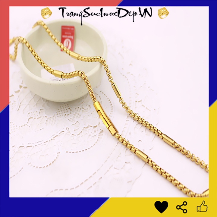 Dây chuyền inox 4 ly bọc khoen mạ vàng khóa gài Vip sáng đẹp, bền màu đem lại vẻ đẹp sang trọng cho người đeo