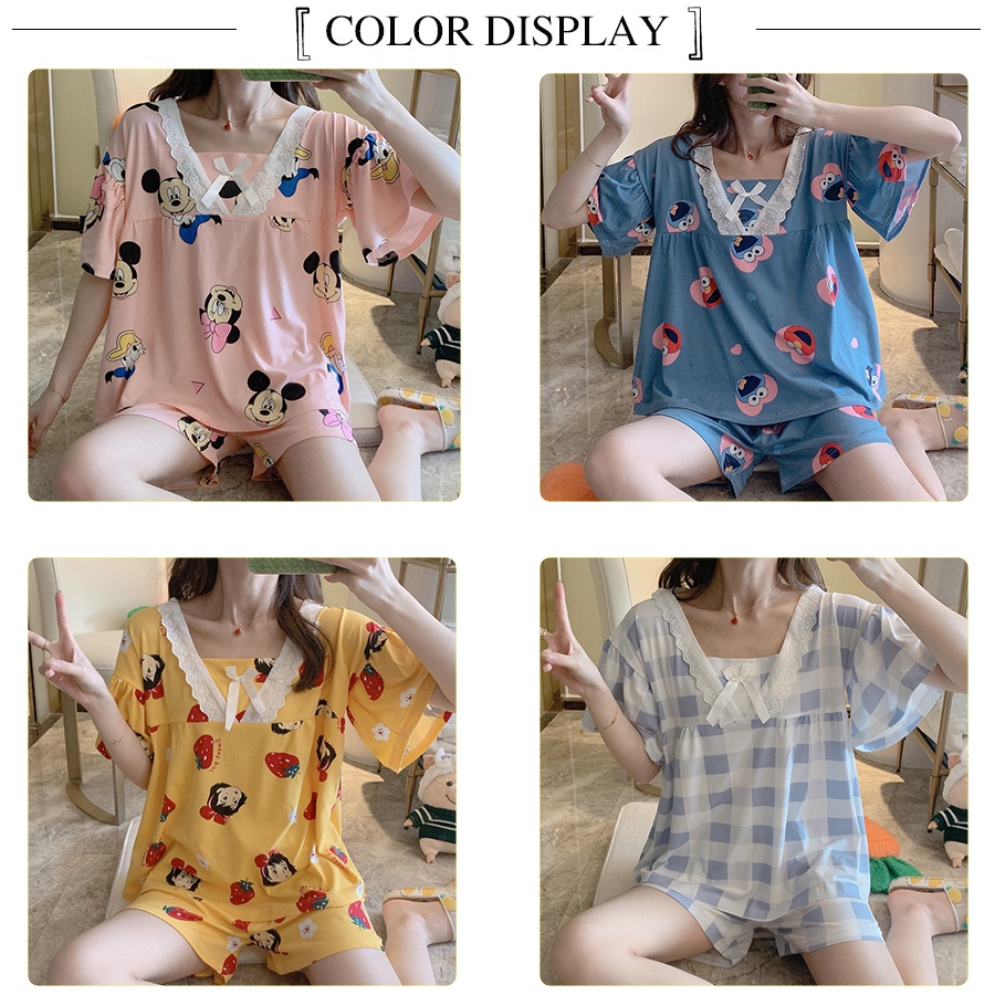 Đồ Bộ Nữ Pijama Mặc Nhà Cộc Tay Hoạt Hình Phối Nơ Cực Xinh LATOZIA BĐN14 | BigBuy360 - bigbuy360.vn