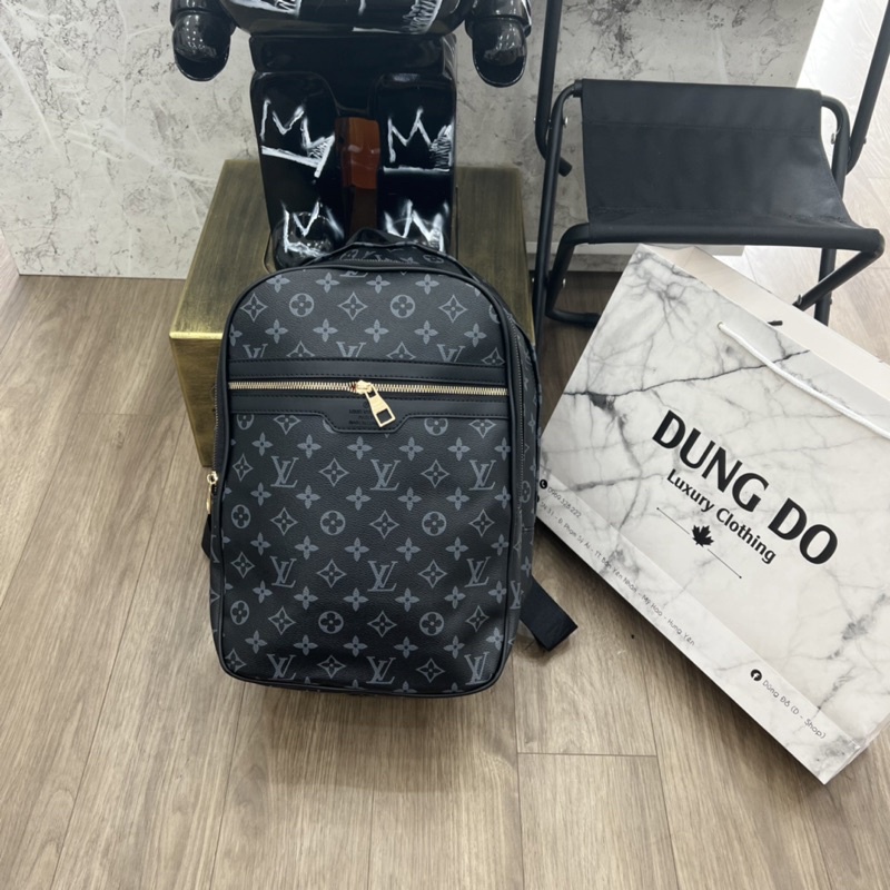 Balo l.v hoa vân in nổi kèm ảnh thật tại shop