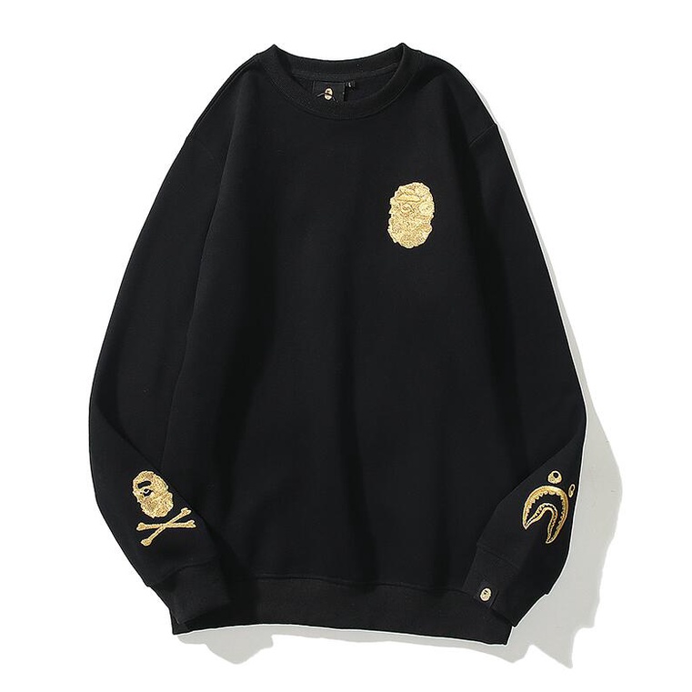 Áo sweater cổ tròn thêu hình Bape thời trang