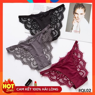 Hàng quần lót nữ [ free ship 50k ]quần chíp nữ đồ lót lụa phối ren sexy gợi cảm - ql02 chuẩn