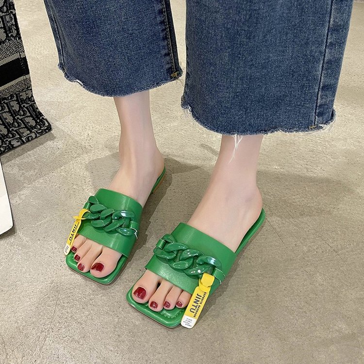 Fashion Ulzzang Chain Flat Slipper Sandals for Women