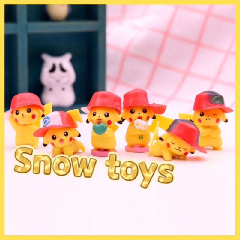 Mô hình Pikachu - Trọn bộ 6 mô hình Pikachu đội mũ cực dễ thương - Cao khoảng 3 ~ 4cm