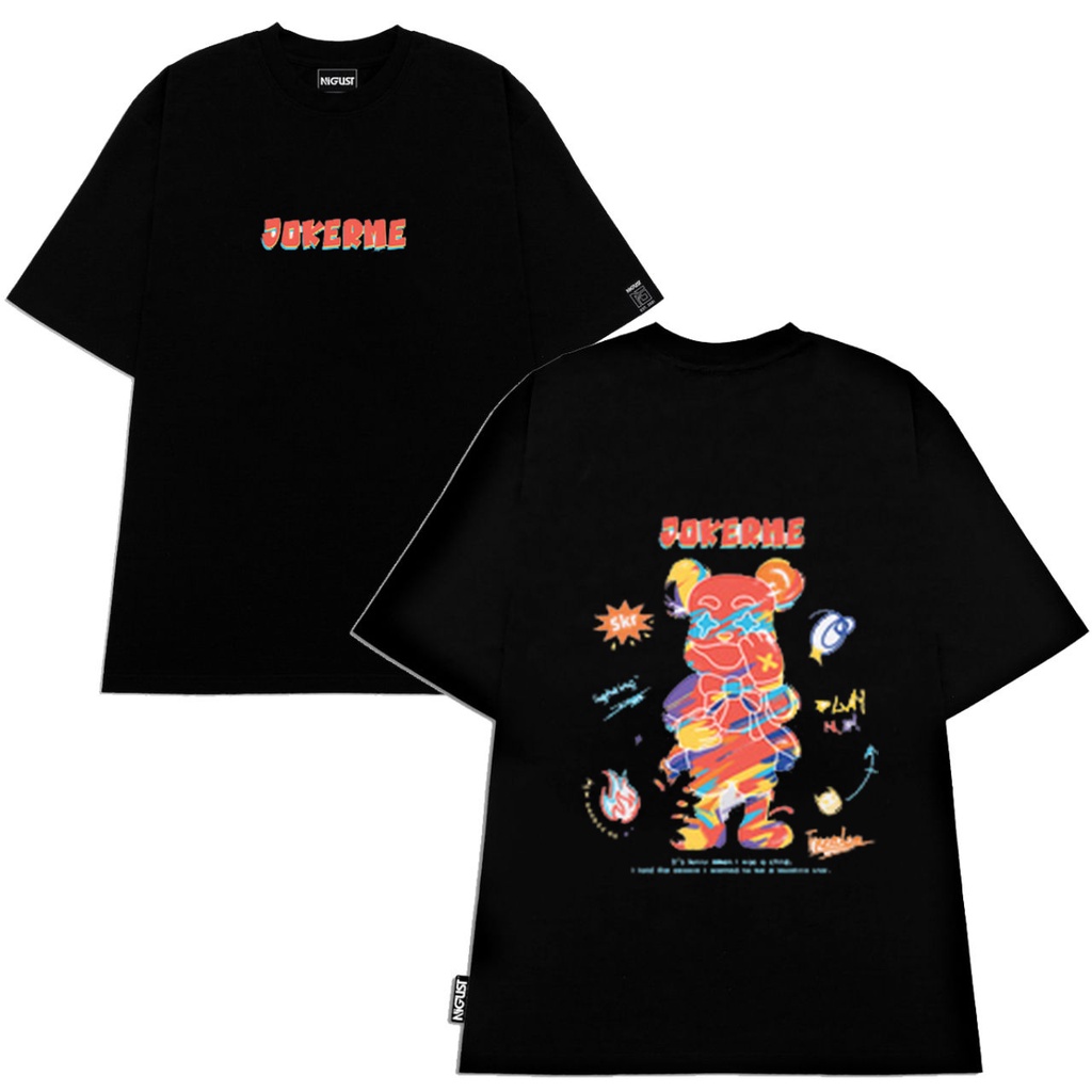 Áo thun unisex in hình gấu jokerme nasa form rộng , áo local brand chính hãng full tag nam nữ Nigust N224