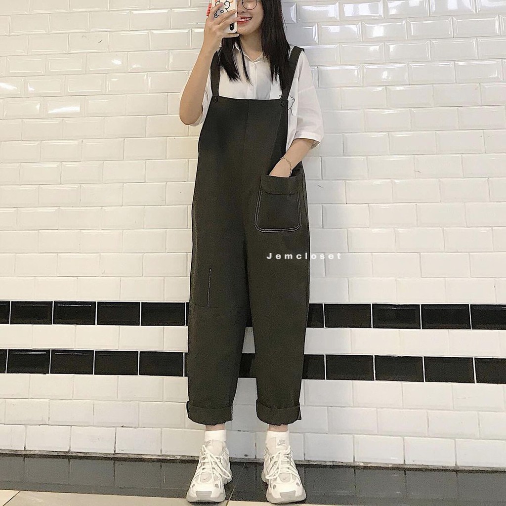 Quần Yếm Kaki Nữ Dài Ống Vừa JEMCLOSET Phong Cách Cá Tính FOME - 7166