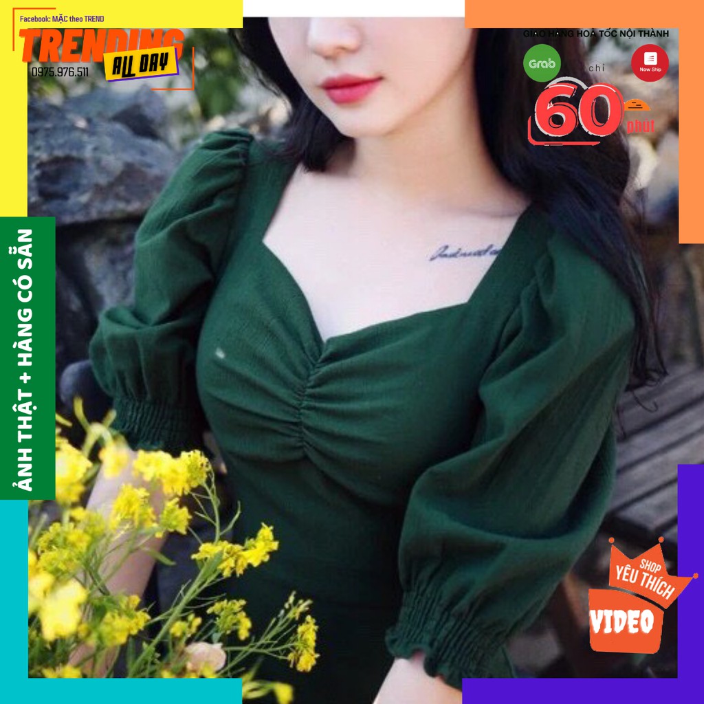 Đầm dáng dài tay lỡ, màu xanh, lạ mắt, nổi bật, tôn da, tôn dáng mặc thì chỉ có xinh đẹp thôi ạ. | BigBuy360 - bigbuy360.vn