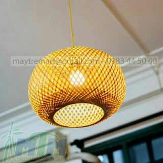 Chao đèn mây tre 1 lớp tròn