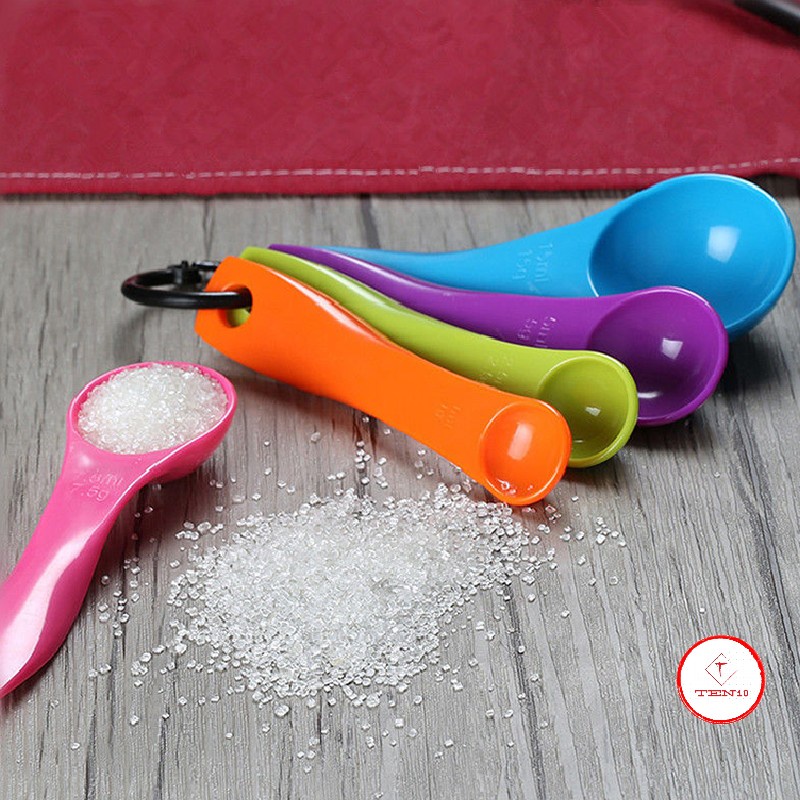 Muỗng đo lường thìa đong định lượng gia vị  Bộ 5 cái bằng nhựa có tay cầm dài nhiều màu 1g, 2,5g, 5g, 7,5g, 15g