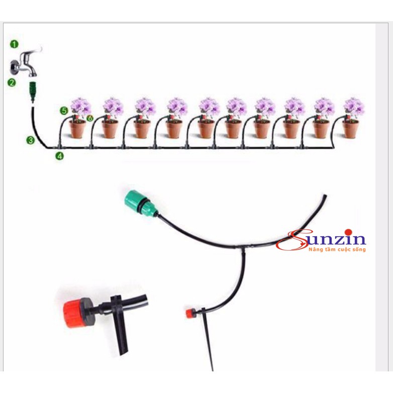 Bộ kit tưới cây, tưới rau 20 đầu phun, độ dài dây 30m