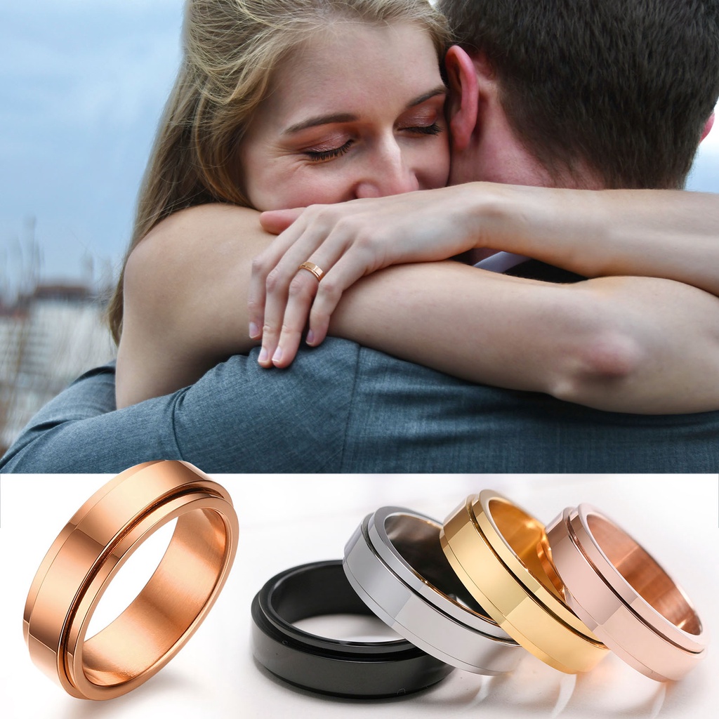 Nhẫn Xoay Vnox 6mm Màu Vàng Hồng Bóng Xoay Được Dành Cho Nam Và Nữ Trang Sức Đám Cưới Minimalist Dairy