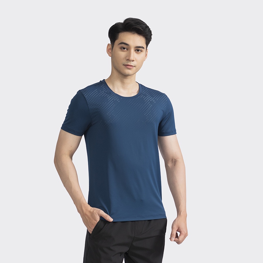 Áo Thun Nam Ngắn Tay Cổ Tròn ARISTINO ATS038S2 Áo Phông T-Shirt trơn màu đục lỗ Vải Polyester thể thao Dáng slim fit