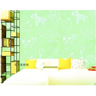 Decal giấy dán tường vườn thú xanh