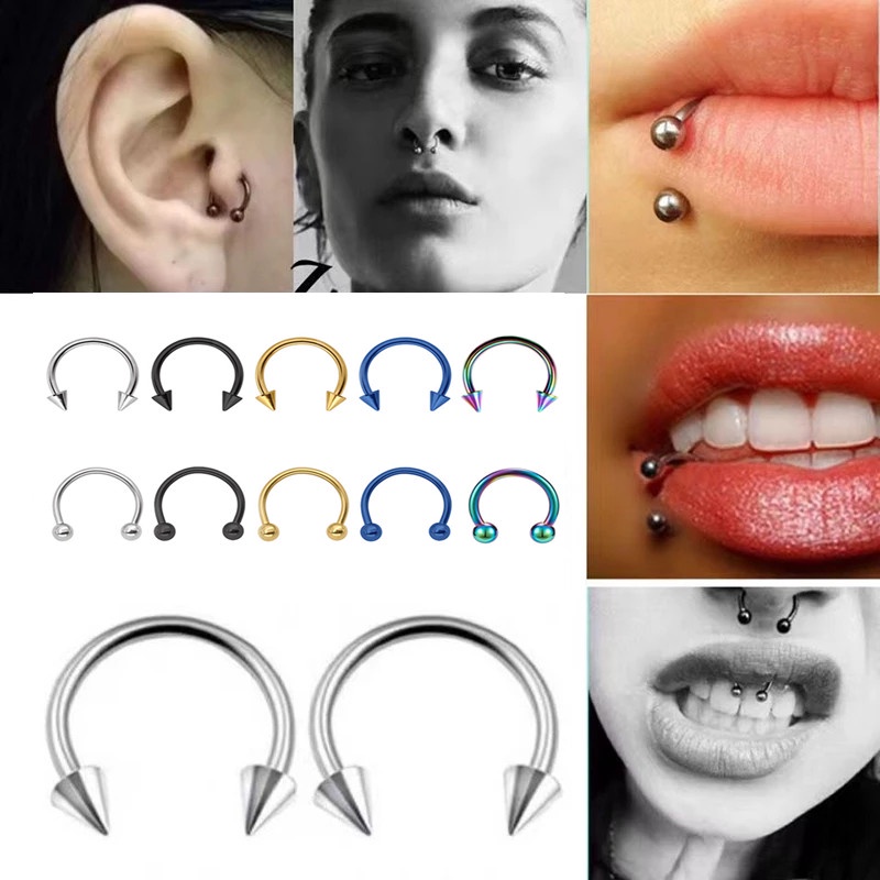 Khuyên Xỏ Mũi / Môi / Tai / Mũi Hình Nón Bằng Thép Không Gỉ Cá Tính Dành Cho Nữ