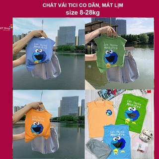 (8-28kg)💖100% vải Tici loại 1 thấm hút mồ hôi, co dãn 💖Bộ trẻ em sát nách 3 màu cộc tay cho bé trai, bé gái